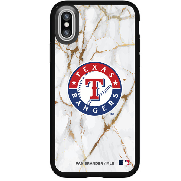 Speck Black Presidio Series Phone case with Texas Rangers Primary Logo with White Marble