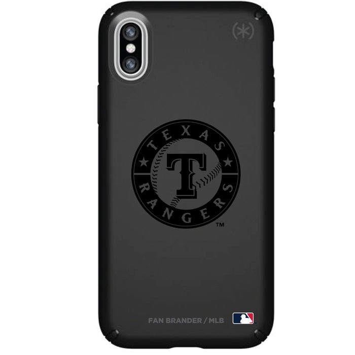 Speck Black Presidio Series Phone case with Texas Rangers Primary Logo in Black
