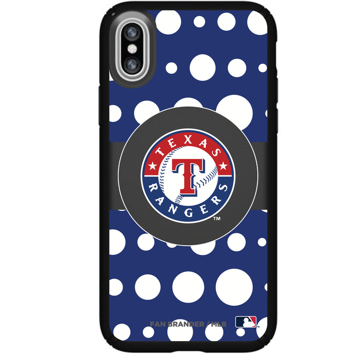 Speck Black Presidio Series Phone case with Texas Rangers Primary Logo with Polka Dots