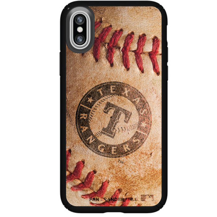 Speck Black Presidio Series Phone case with Texas Rangers Primary Logo with Baseball Design