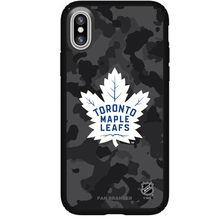 Speck Black Presidio Series Phone case with Toronto Maple Leafs Urban Camo Background