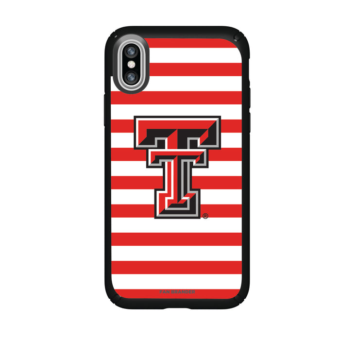 Speck Black Presidio Series Phone case with Texas Tech Red Raiders Primary Logo and Striped Design