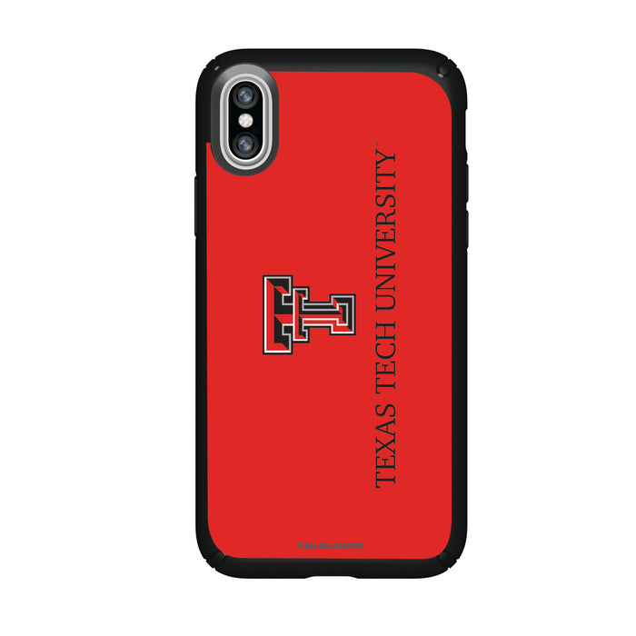Speck Black Presidio Series Phone case with Texas Tech Red Raiders Wordmark Design