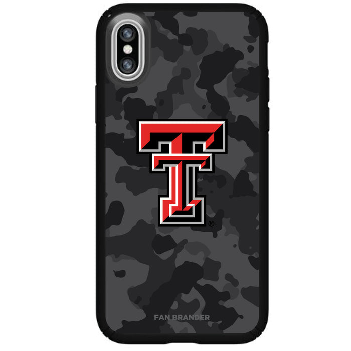 Speck Black Presidio Series Phone case with Texas Tech Red Raiders Urban Camo design