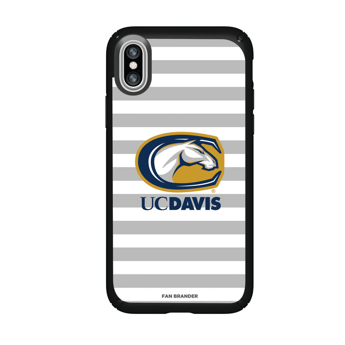 Speck Black Presidio Series Phone case with UC Davis Aggies Primary Logo and Striped Design