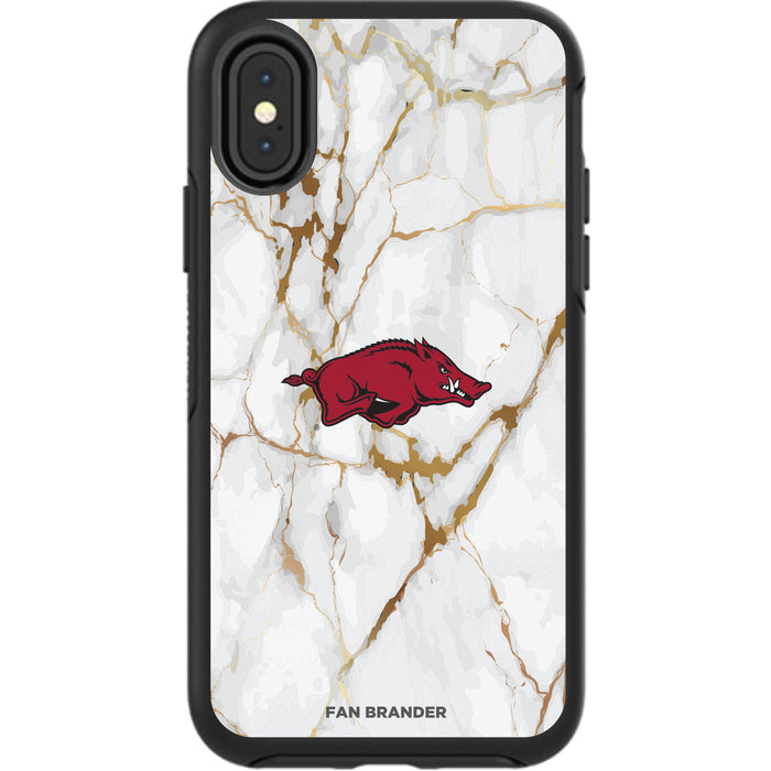 OtterBox Black Phone case with Arkansas Razorbacks White Marble Background