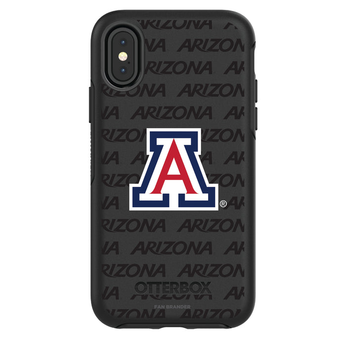 OtterBox Black Phone case with Arizona Wildcats Primary Logo on Repeating Wordmark Background