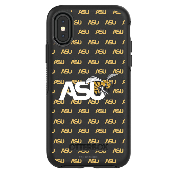 OtterBox Black Phone case with Alabama State Hornets Primary Logo on Repeating Wordmark Background