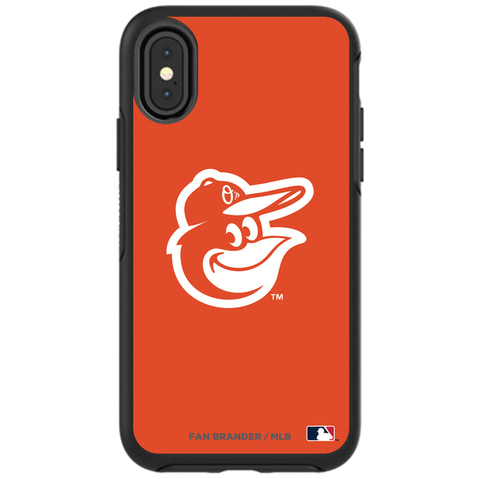 OtterBox Black Phone case with Baltimore Orioles Primary Logo and Team Background