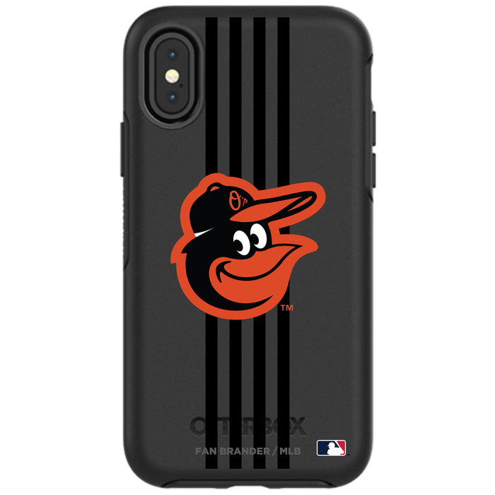 OtterBox Black Phone case with Baltimore Orioles Primary Logo and Vertical Stripe