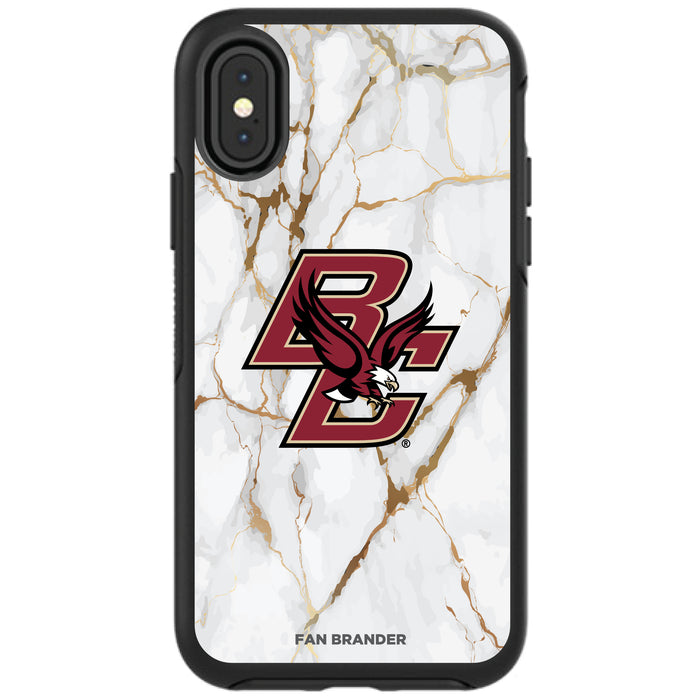 OtterBox Black Phone case with Boston College Eagles Tide White Marble Background