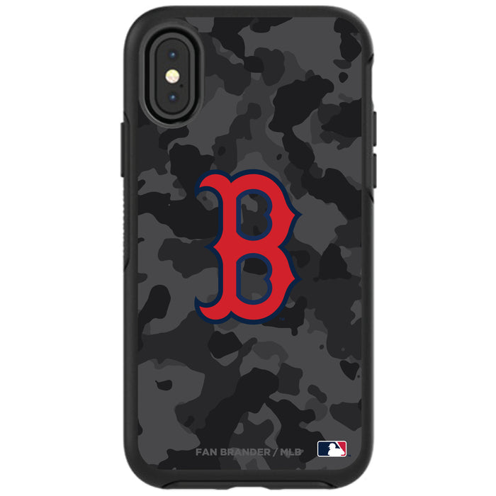 OtterBox Black Phone case with Boston Red Sox Primary Logo Urban Camo background