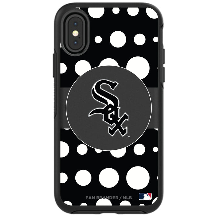 OtterBox Black Phone case with Chicago White Sox Primary Logo and Polka Dots Design