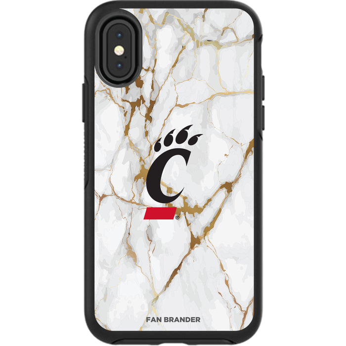 OtterBox Black Phone case with Cincinnati Bearcats White Marble Background