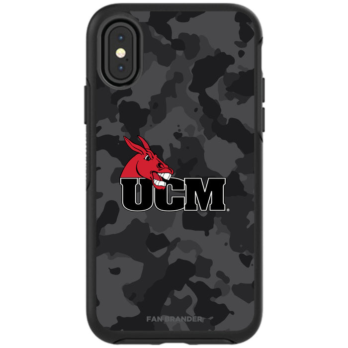 OtterBox Black Phone case with Central Missouri Mules Urban Camo Background