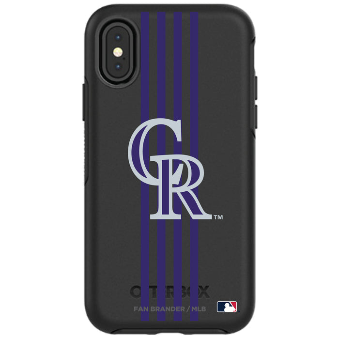 OtterBox Black Phone case with Colorado Rockies Primary Logo and Vertical Stripe