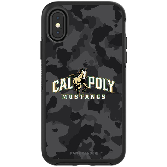 OtterBox Black Phone case with Cal Poly Mustangs Urban Camo Background