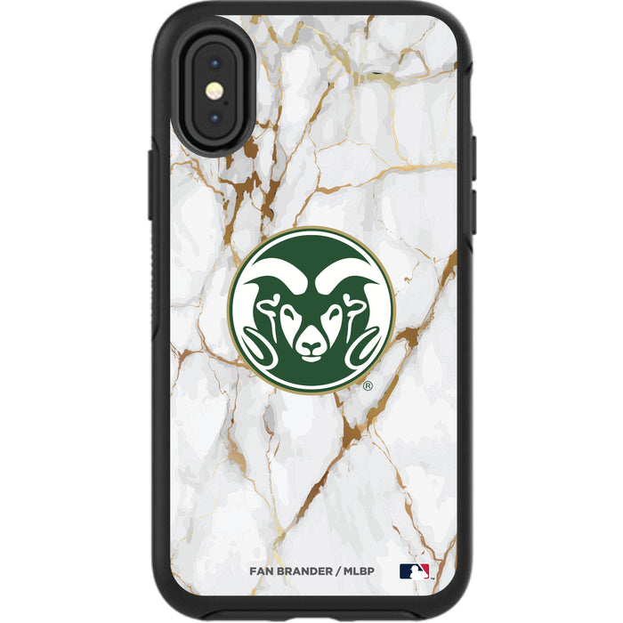 OtterBox Black Phone case with Colorado State Rams Tide White Marble Background