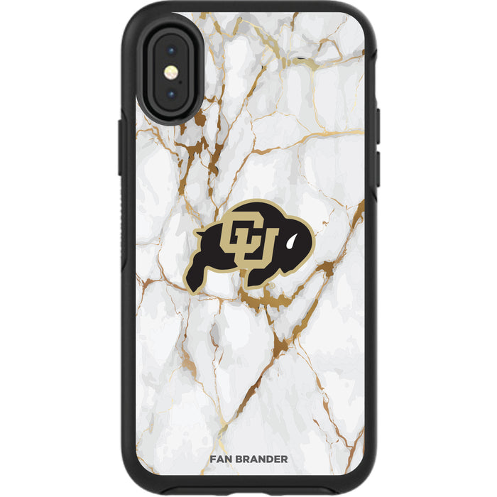 OtterBox Black Phone case with Colorado Buffaloes White Marble Background