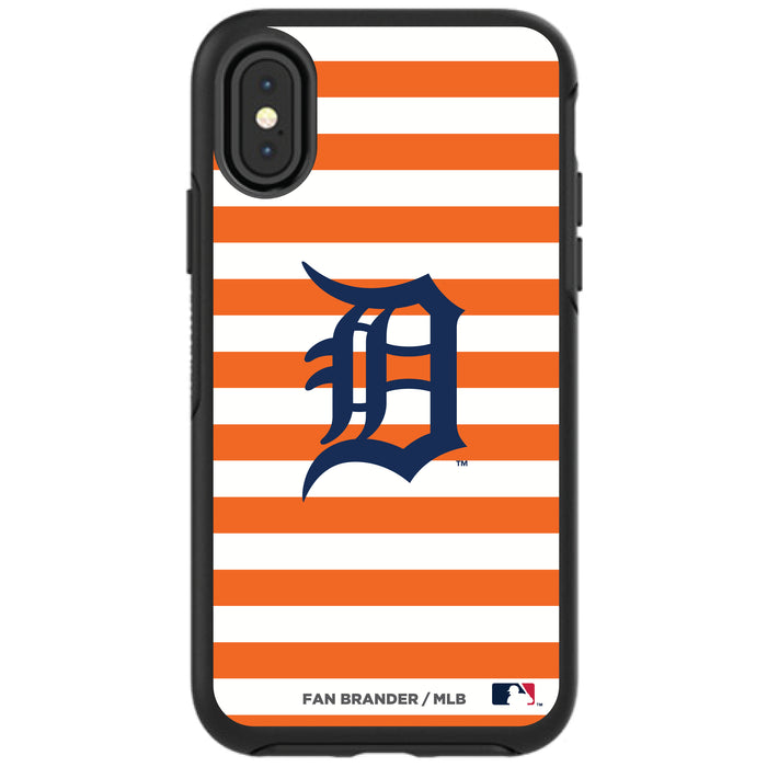 OtterBox Black Phone case with Detroit Tigers Primary Logo and Striped Design