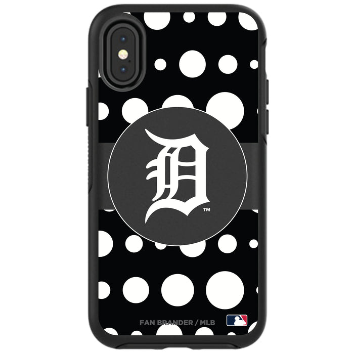 OtterBox Black Phone case with Detroit Tigers Primary Logo and Polka Dots Design
