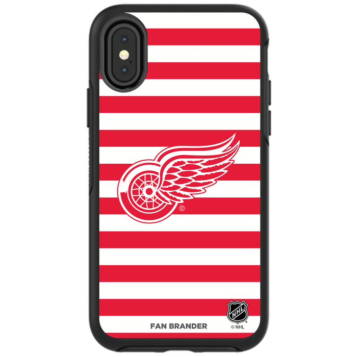 OtterBox Black Phone case with Detroit Red Wings Primary Logo and Striped Design