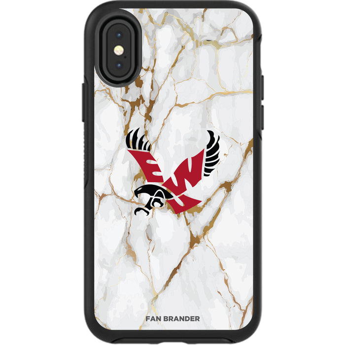 OtterBox Black Phone case with Eastern Washington Eagles Tide White Marble Background