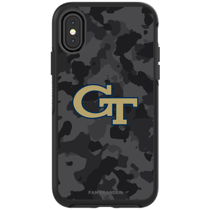 OtterBox Black Phone case with Georgia Tech Yellow Jackets Urban Camo Background