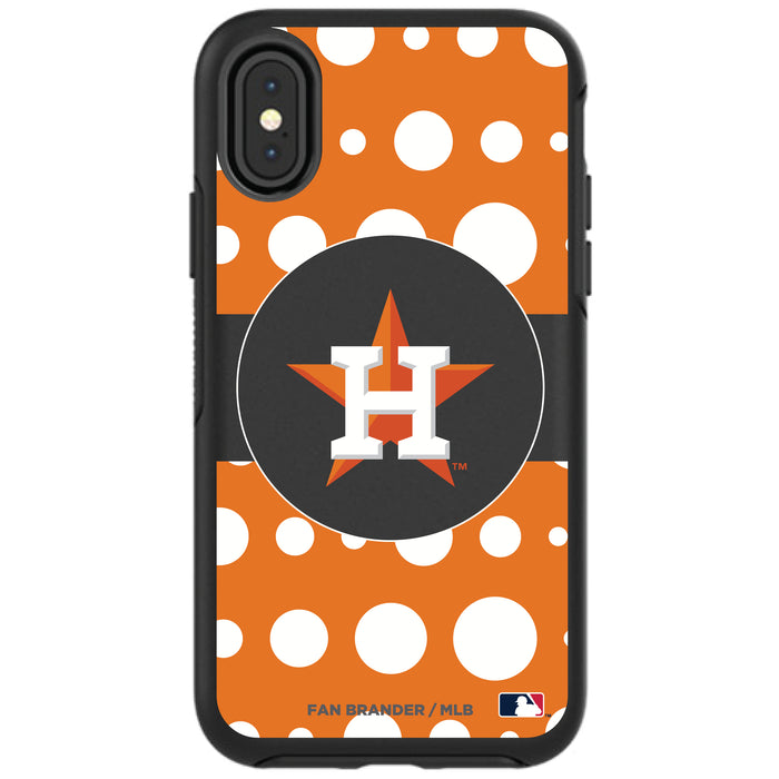 OtterBox Black Phone case with Houston Astros Primary Logo and Polka Dots Design