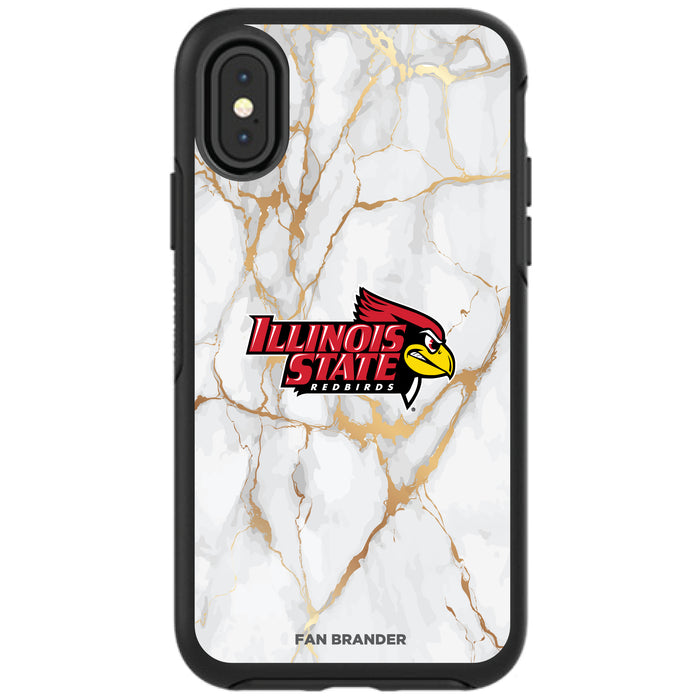 OtterBox Black Phone case with Illinois State Redbirds White Marble Background