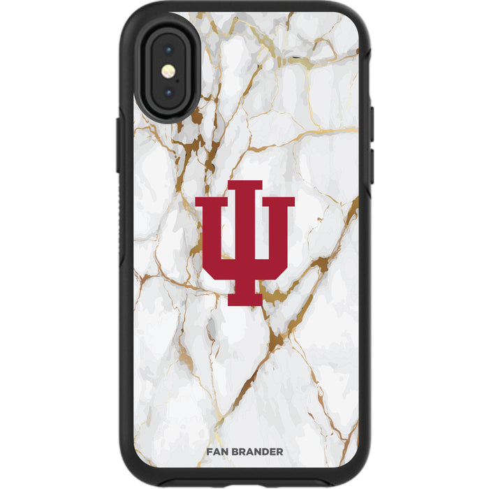 OtterBox Black Phone case with Indiana Hoosiers Tide White Marble Background