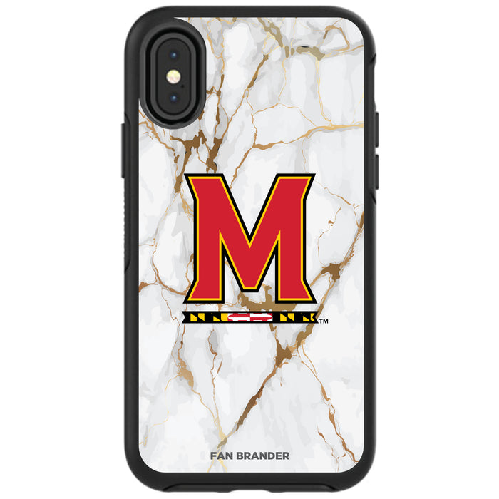 OtterBox Black Phone case with Maryland Terrapins Tide White Marble Background