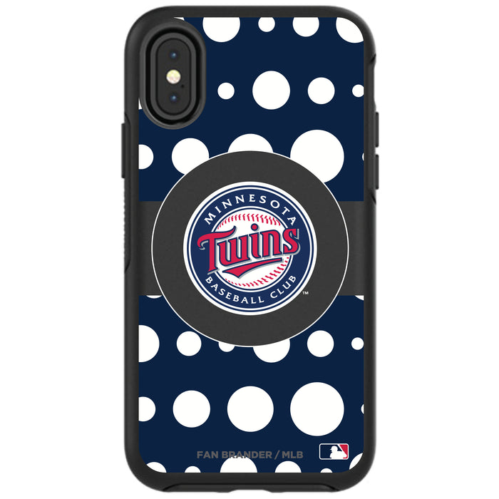 OtterBox Black Phone case with Minnesota Twins Primary Logo and Polka Dots Design