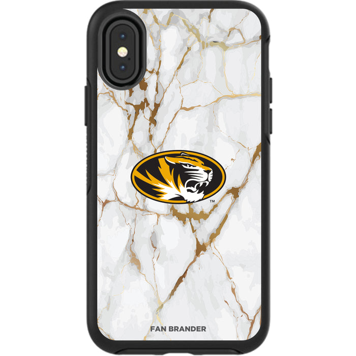 OtterBox Black Phone case with Missouri Tigers Tide White Marble Background