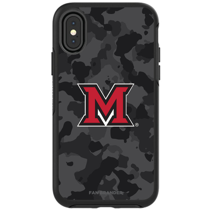 OtterBox Black Phone case with Miami University RedHawks Urban Camo Background