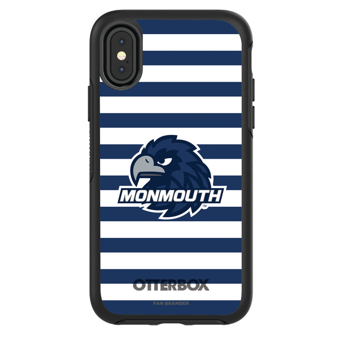 OtterBox Black Phone case with Monmouth Hawks Tide Primary Logo and Striped Design