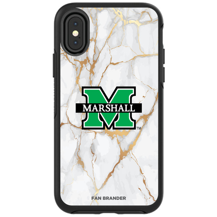 OtterBox Black Phone case with Marshall Thundering Herd White Marble Background