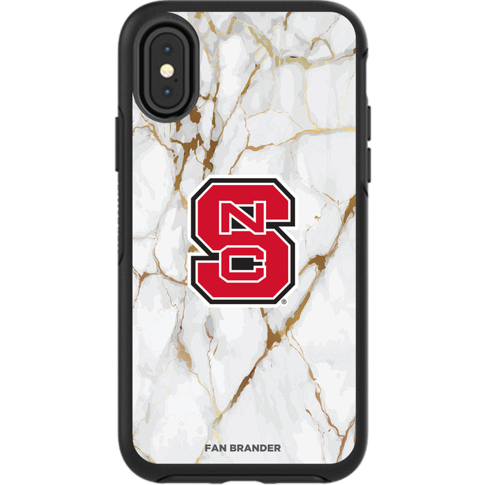 OtterBox Black Phone case with NC State Wolfpack Tide White Marble Background