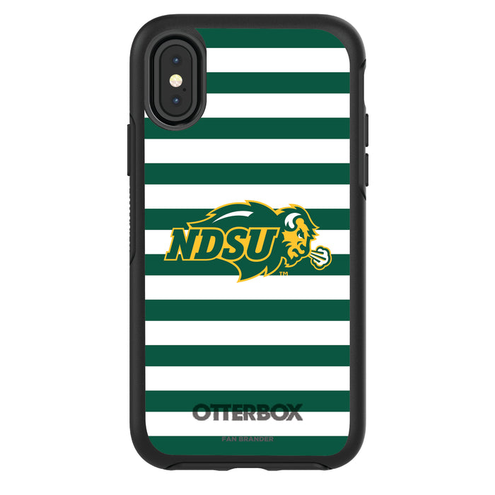 OtterBox Black Phone case with North Dakota State Bison Tide Primary Logo and Striped Design