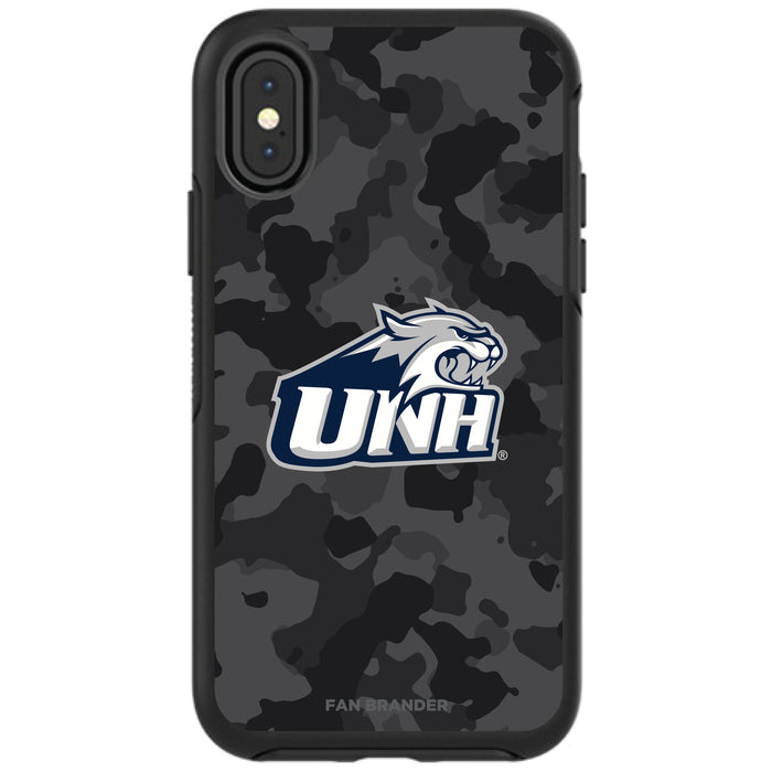 OtterBox Black Phone case with New Hampshire Wildcats Urban Camo Background