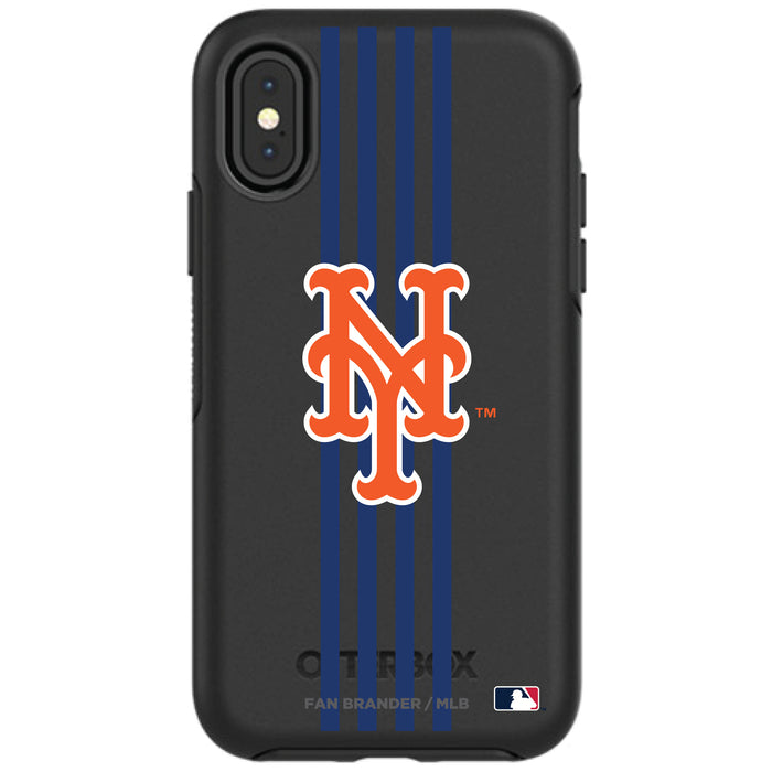 OtterBox Black Phone case with New York Mets Primary Logo and Vertical Stripe