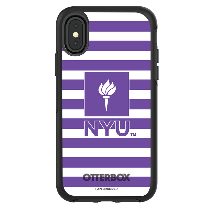 OtterBox Black Phone case with NYU Tide Primary Logo and Striped Design