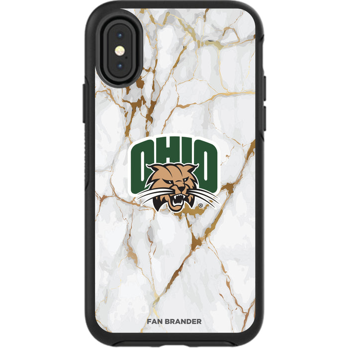 OtterBox Black Phone case with Ohio University Bobcats Tide White Marble Background