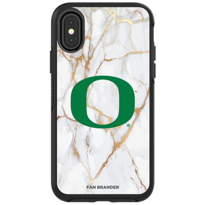 OtterBox Black Phone case with Oregon Ducks White Marble Background