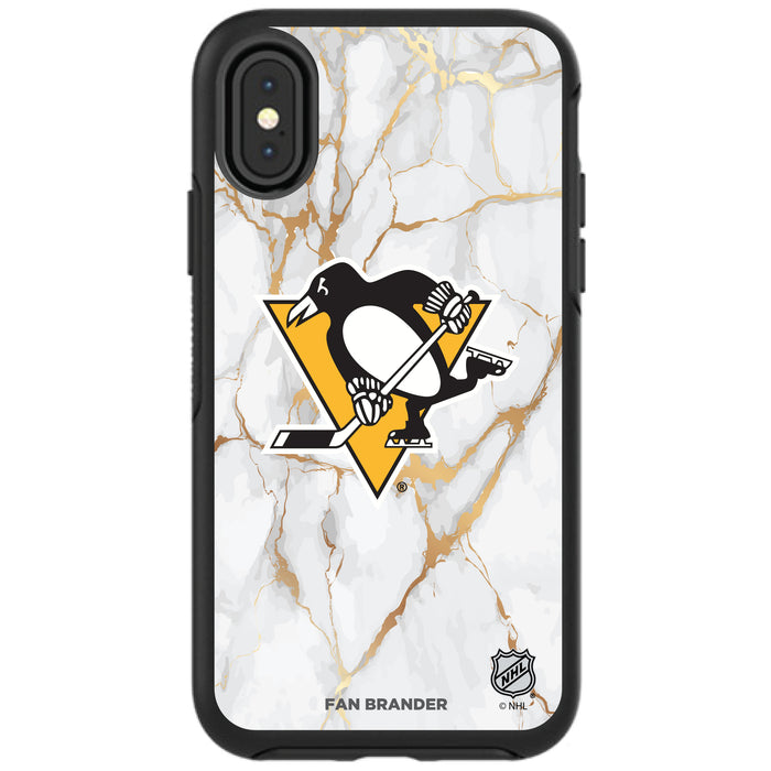 OtterBox Black Phone case with Pittsburgh Penguins White Marble design