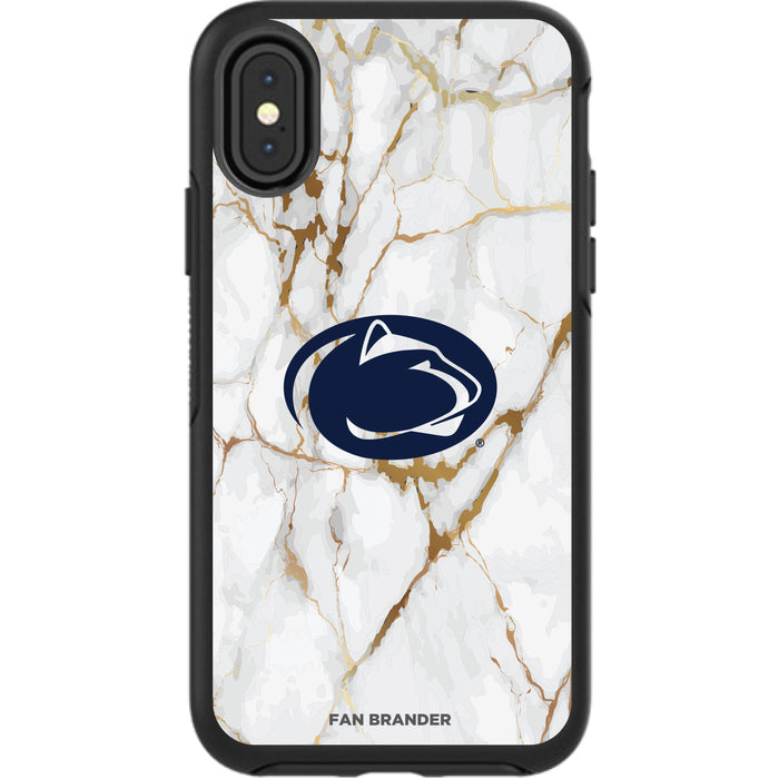OtterBox Black Phone case with Penn State Nittany Lions Tide White Marble Background