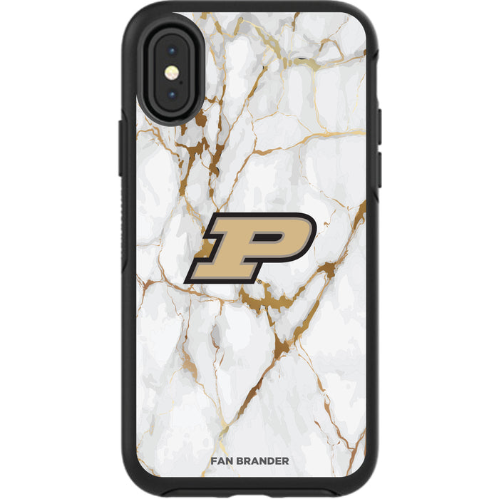 OtterBox Black Phone case with Purdue Boilermakers Tide White Marble Background