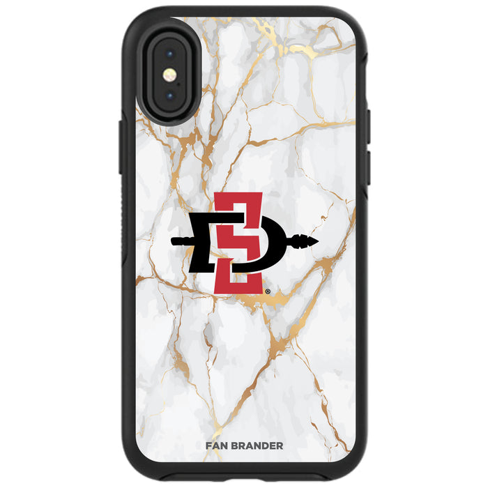 OtterBox Black Phone case with San Diego State Aztecs White Marble Background