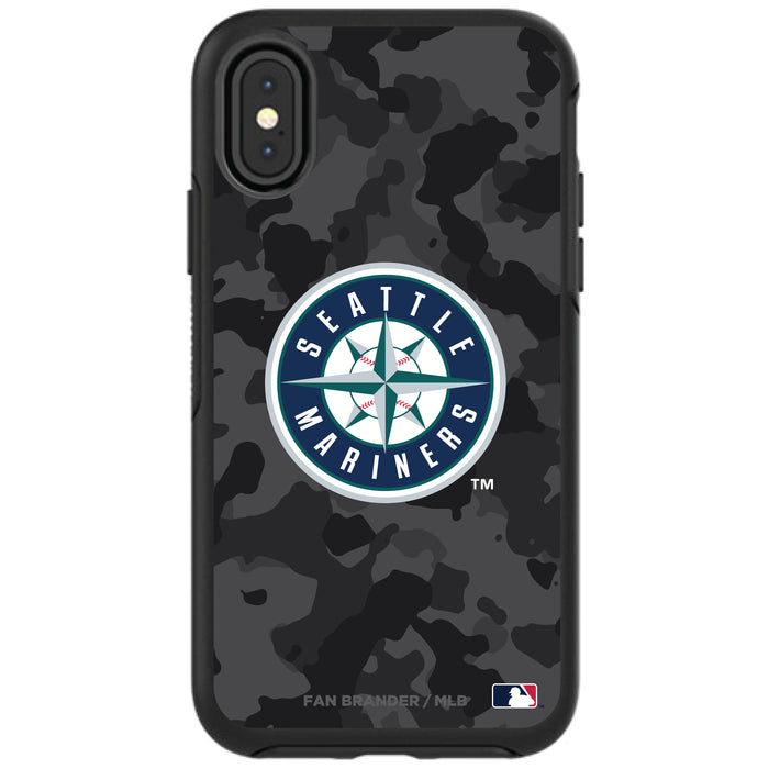 OtterBox Black Phone case with Seattle Mariners Primary Logo Urban Camo background