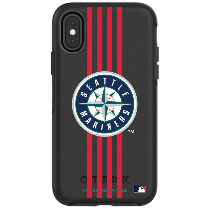 OtterBox Black Phone case with Seattle Mariners Primary Logo and Vertical Stripe